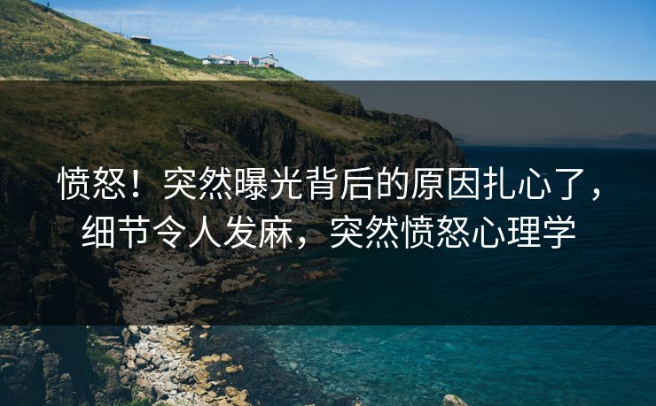 愤怒!突然曝光背后的原因扎心了,细节令人发麻,突然愤怒心理学 愤怒!突然曝光背后的原因扎心了,细节令人发麻,突然愤怒心理学