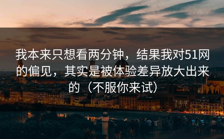 我本来只想看两分钟，结果我对51网的偏见，其实是被体验差异放大出来的（不服你来试）